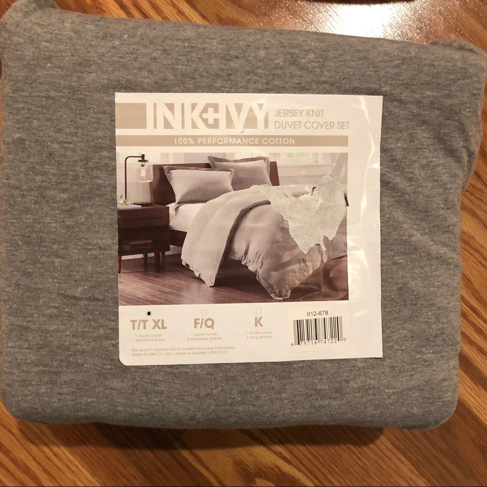NWT Ink + Ivy Cotton Jersey Knit Twin Duvet Set